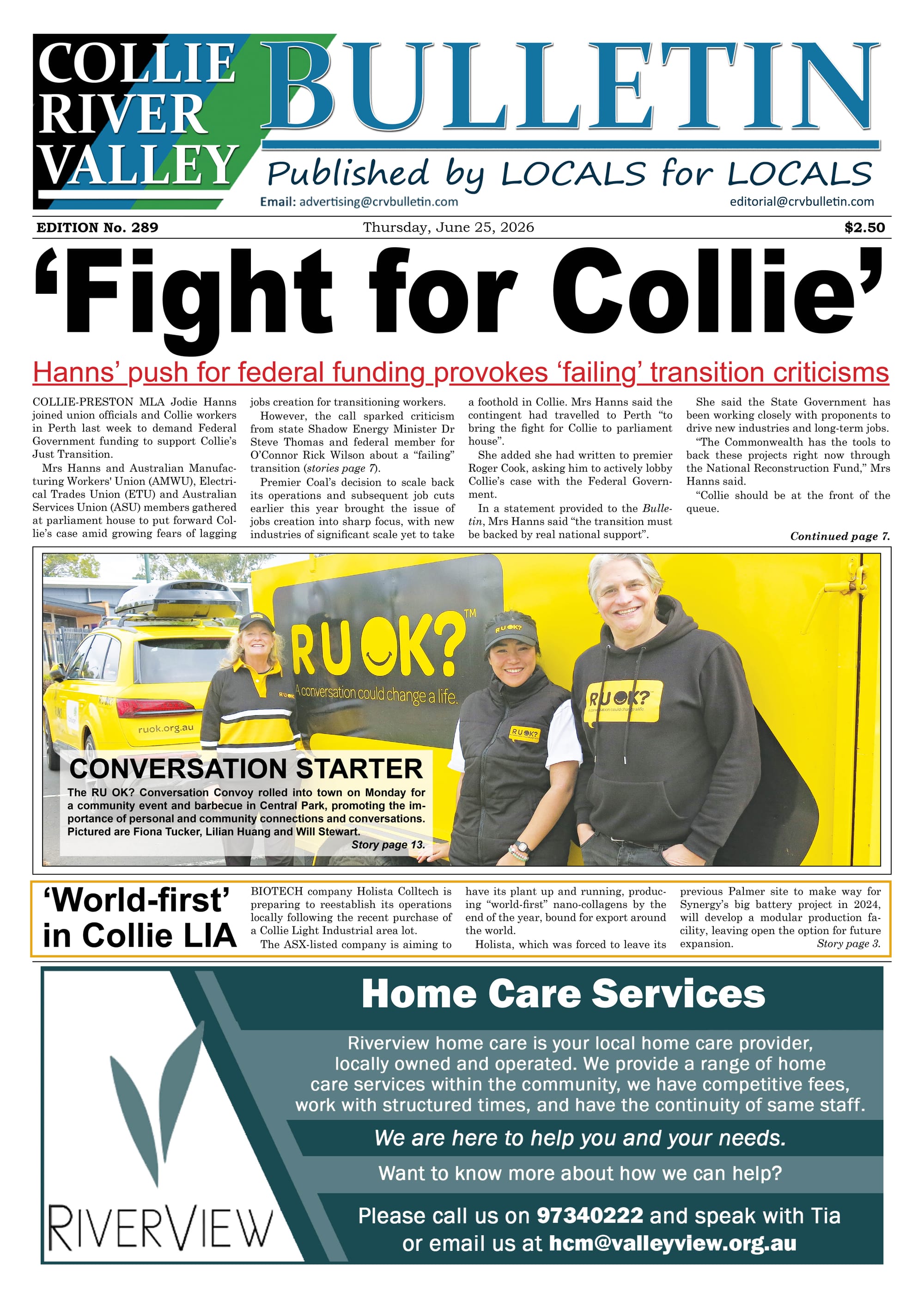 Collie River Valley Bulletin, June 25  post
                                image