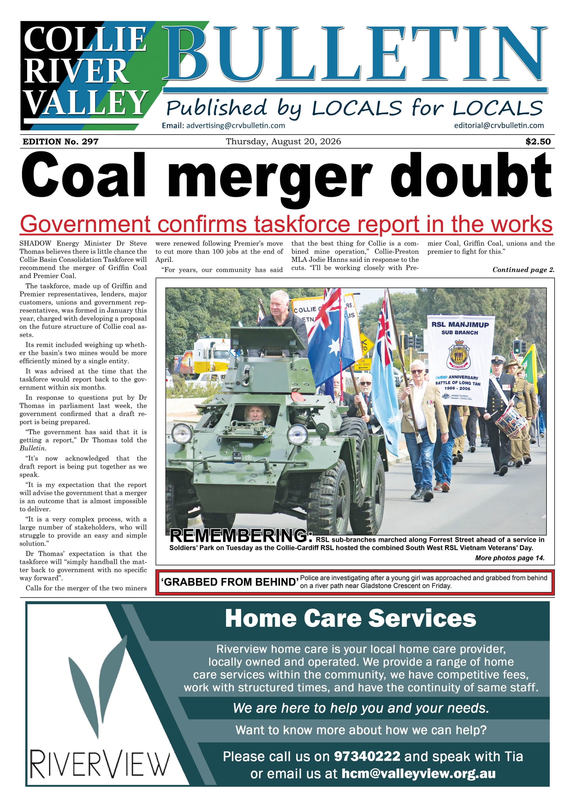 Collie River Valley Bulletin, August 30, 2026  post
                                image