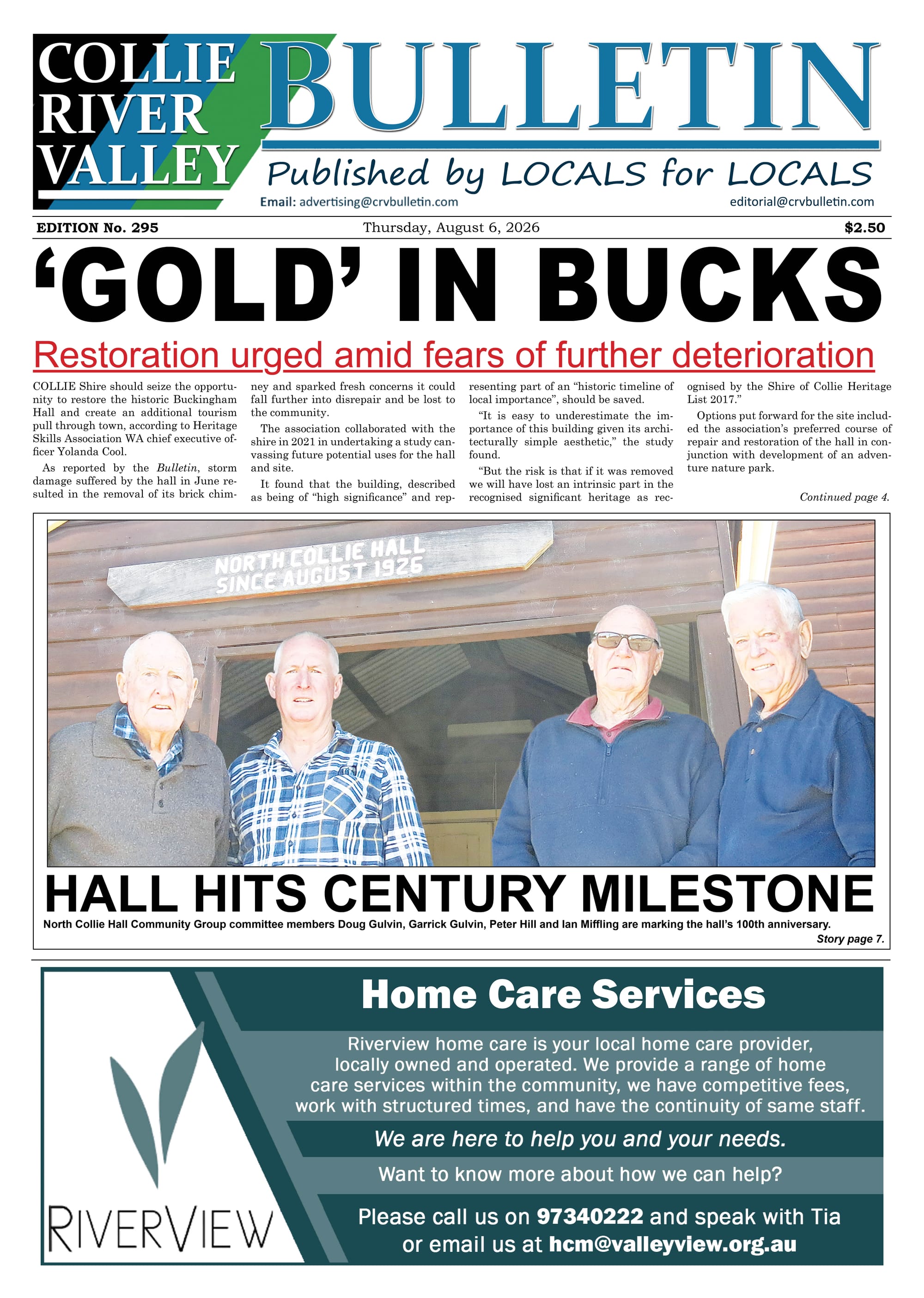 Collie River Valley Bulletin, August 6, 2026  post
                                image
