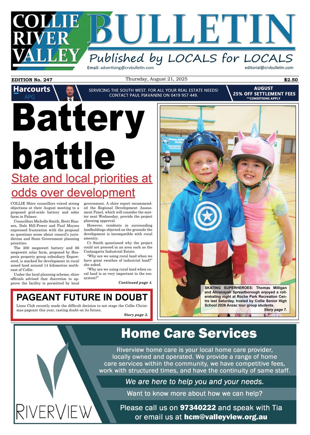 Collie River Valley Bulletin, August 21, post image