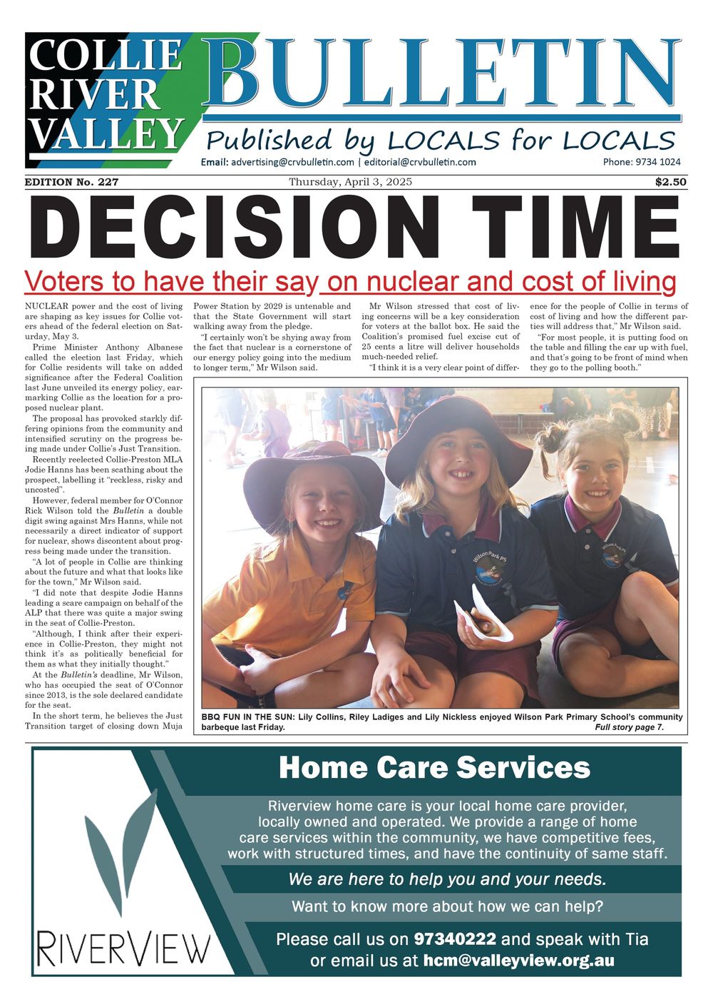 Collie River Valley Bulletin, April 3, 2025 post image