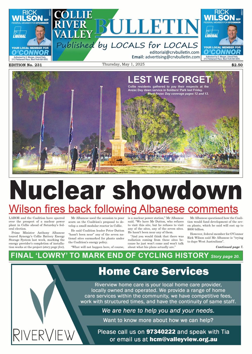 Collie River Valley Bulletin, May 1, 2025 post image