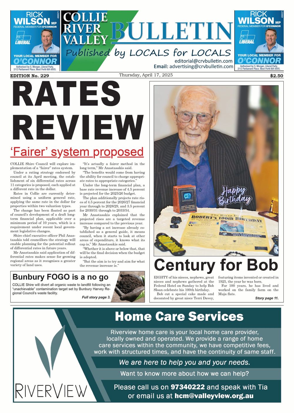 Collie River Valley Bulletin, April 17, 2025 post image