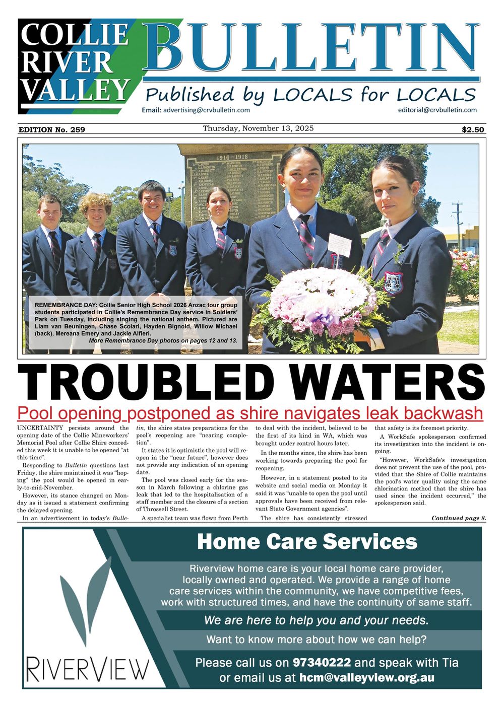 Collie River Valley Bulletin, November 13, 2025 post image