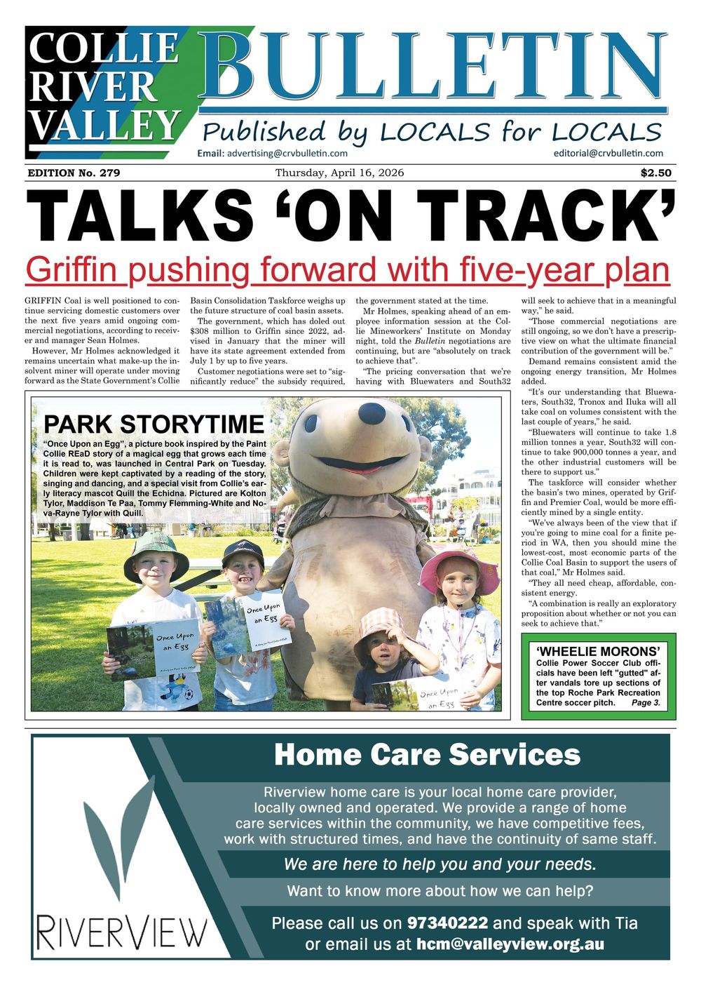 Collie River Valley Bulletin, April 16, 2026 post image
