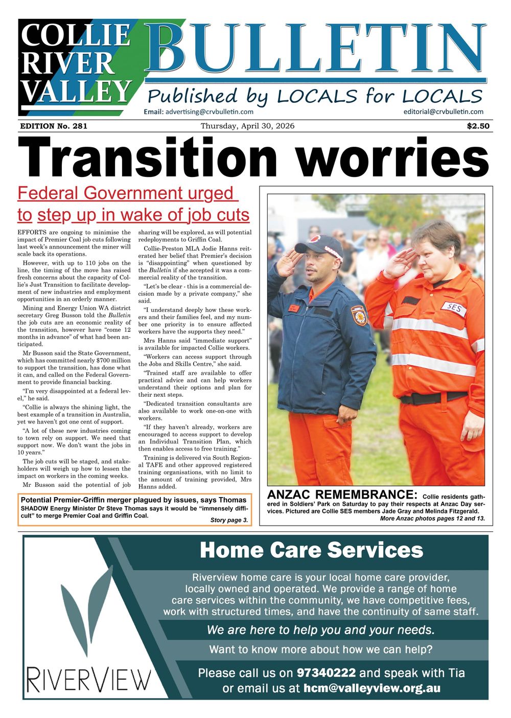 Collie River Valley Bulletin, April 30, 2026 post image