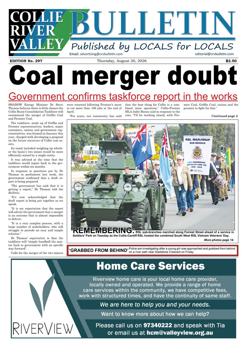 Collie River Valley Bulletin, August 30, 2026 post image