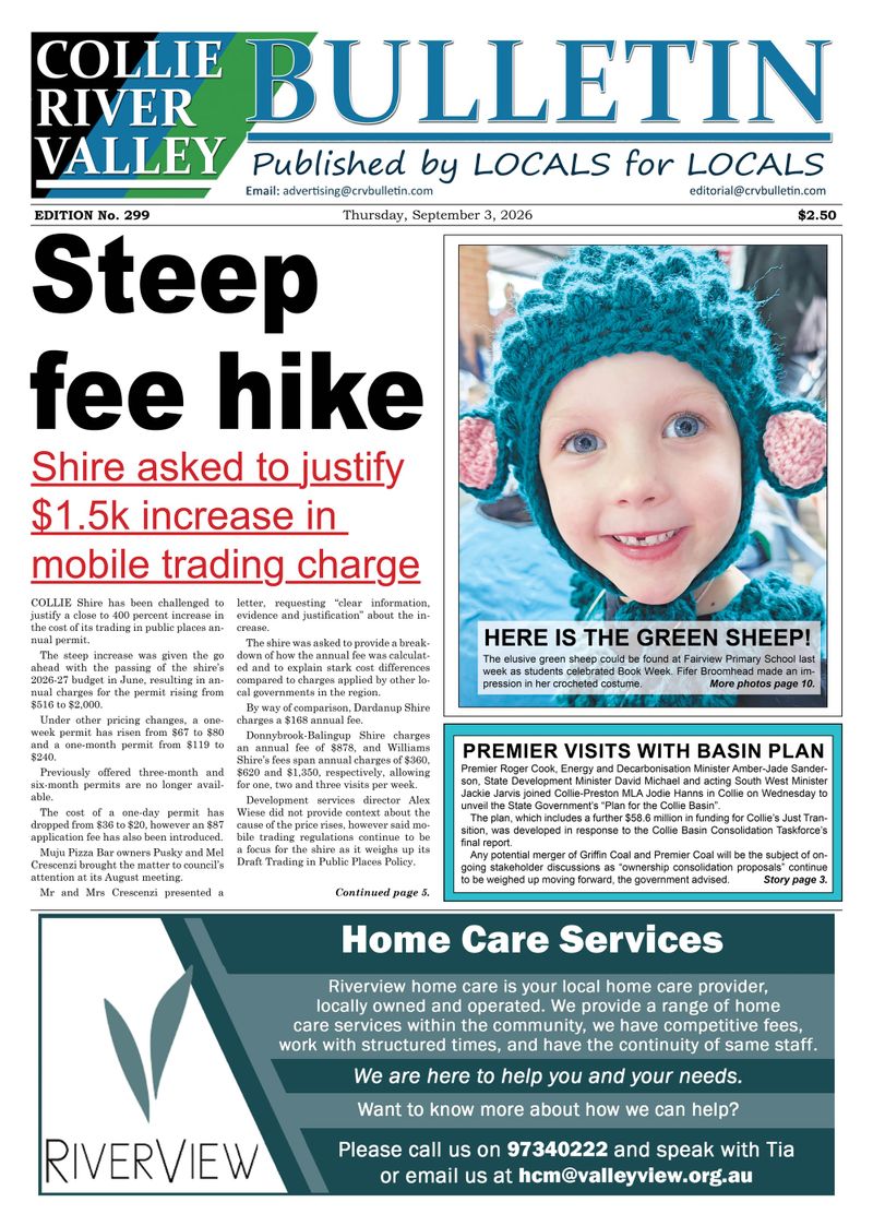 Collie River Valley Bulletin, September 3, 2026 post image