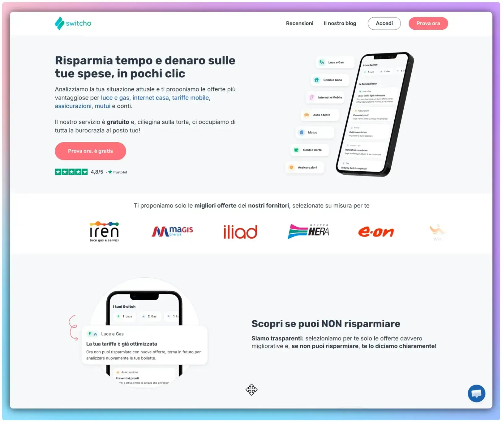 Salvadenari - Switcho come funziona - comparatore utenze gratuito - cambio fornitore luce gas - Switcho fa davvero risparmiare