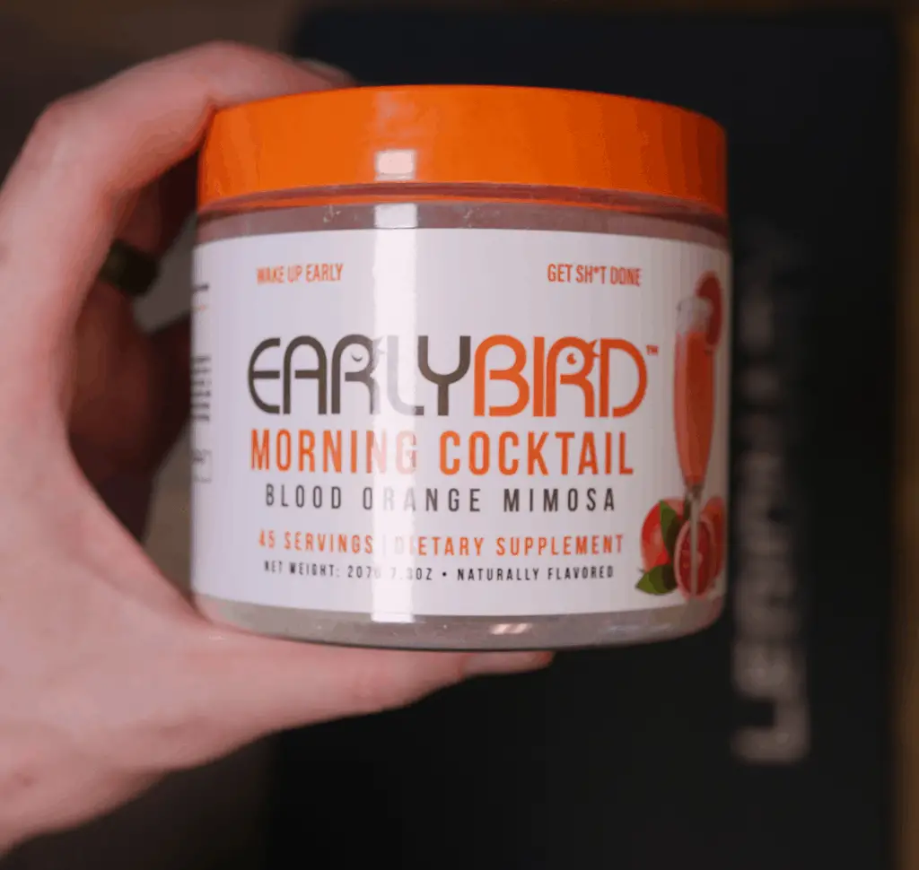 EarlyBird Morning Cocktail Blood Orange Mimosa with shaker bottle