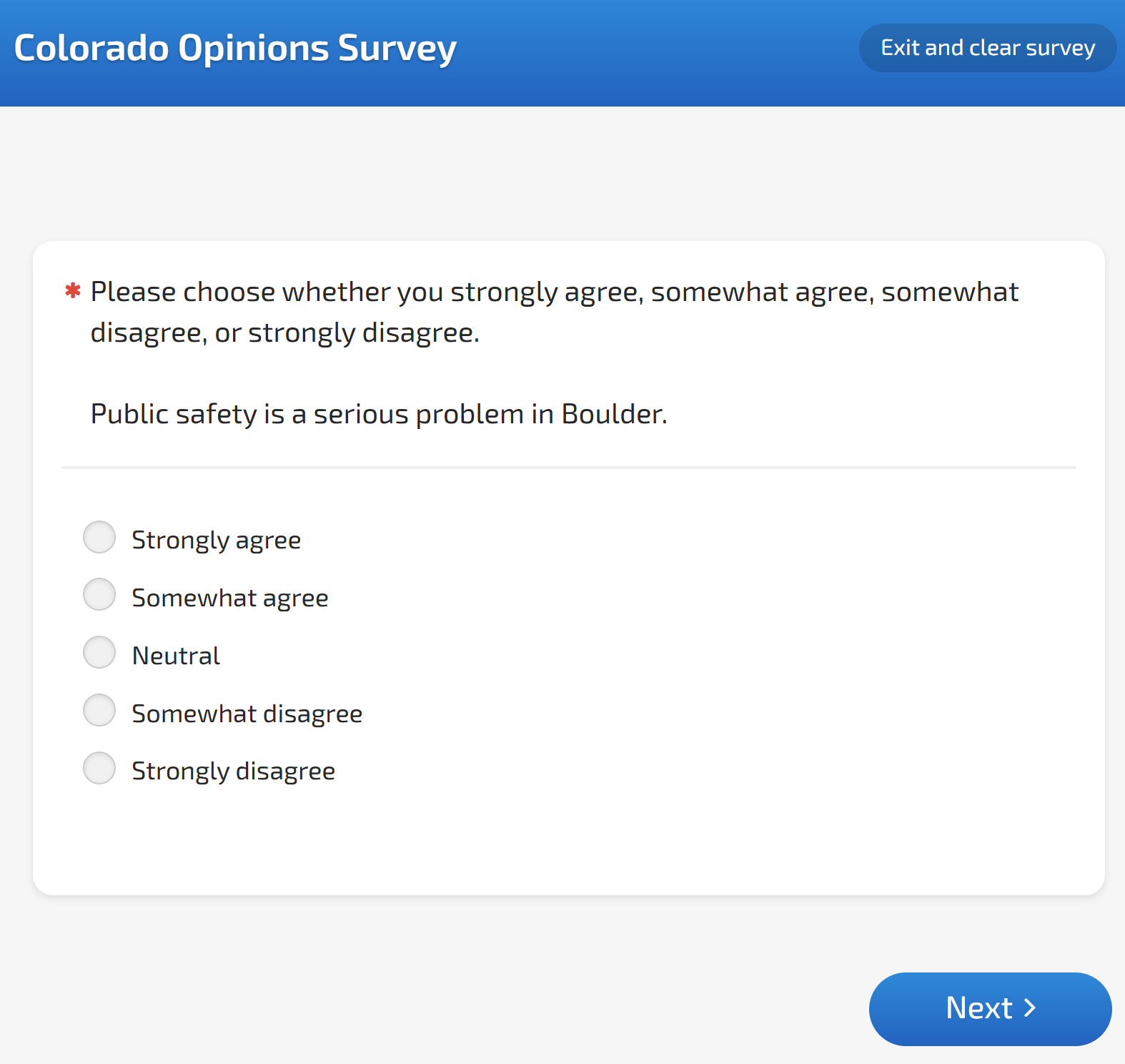 A question suggests public safety is a serious problem in Boulder.