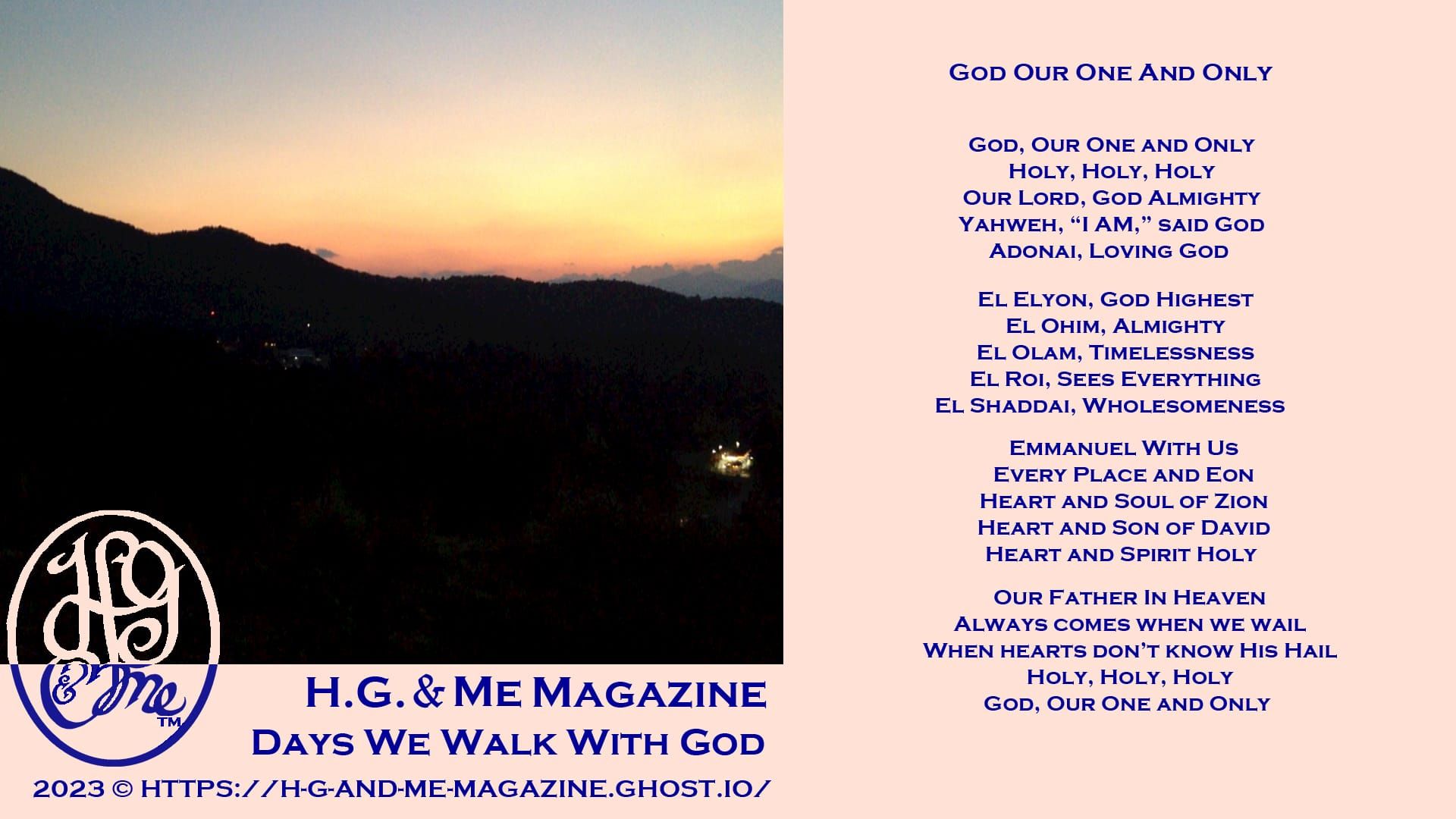 God Our One And Only