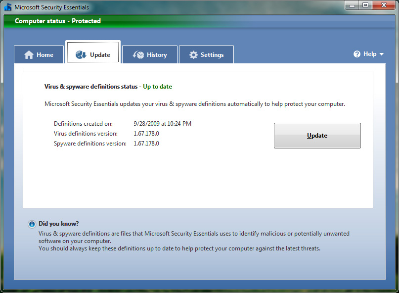 Microsoft Security Essentials Update