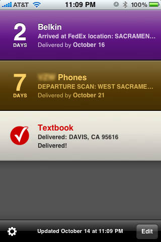 Delivery Status Touch: Home Screen Delivery Status Touch: Home Screen