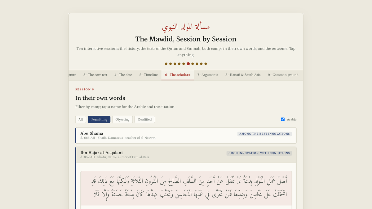 مسألة المولد النبوي (The Mawlid, Session by Session)
