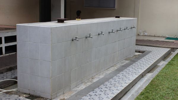 A wudu tap for ablution at the Al-Ittihad Mosque in Pekanbaru, Indonesia