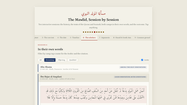 مسألة المولد النبوي (The Mawlid, Session by Session)