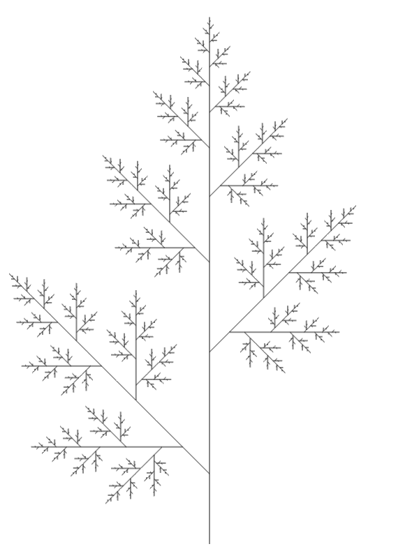 Length changing leaf angle 45, line length 1, starting width*0.5 x height-20
