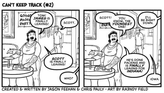 Half of comic #2, about a kid leaving for school and his mom not really caring. 