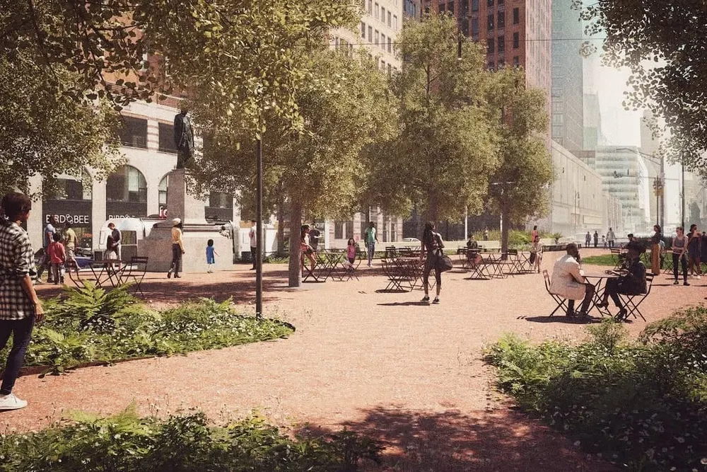 Work is underway remodeling Detroit's Capitol Park