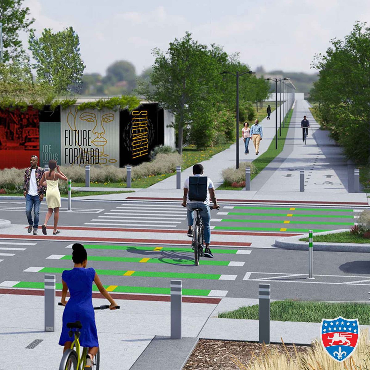Featured image for the Three stories on one city block, Everything you wanted to know about the Joe Louis Greenway + 8 Things to know around town podcast.