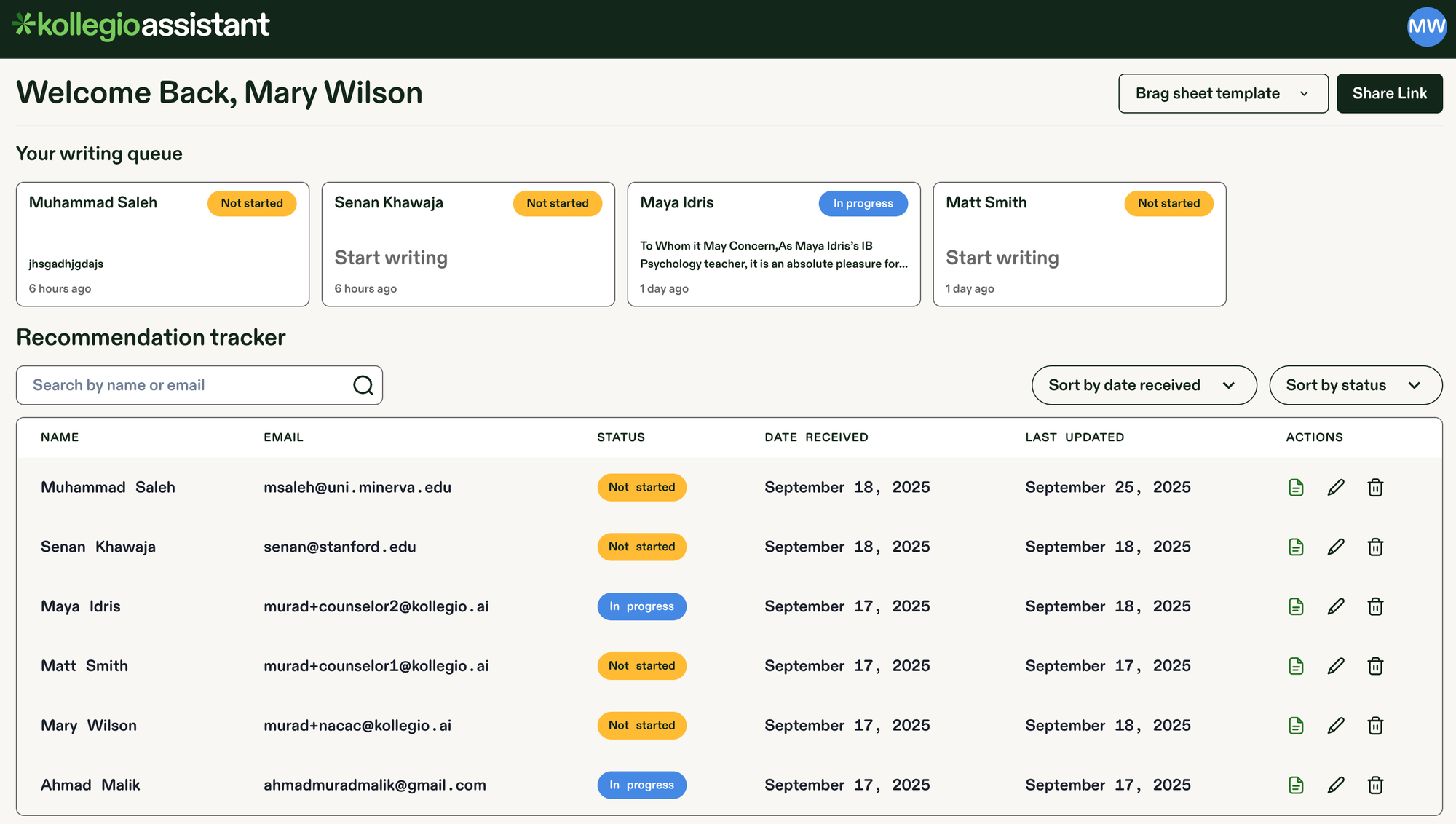 Counselor Dashboard