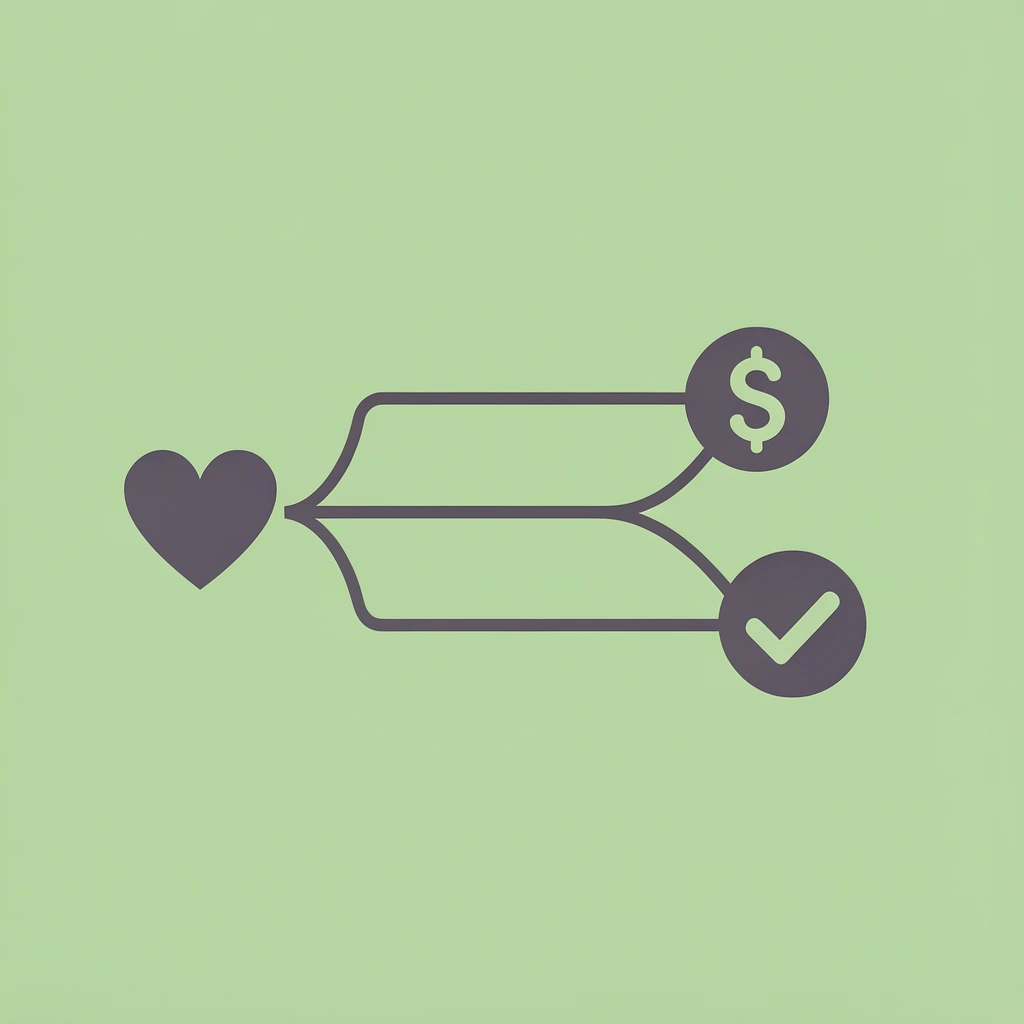 Split path diagram showing one route leading to career satisfaction and another leading to burnout