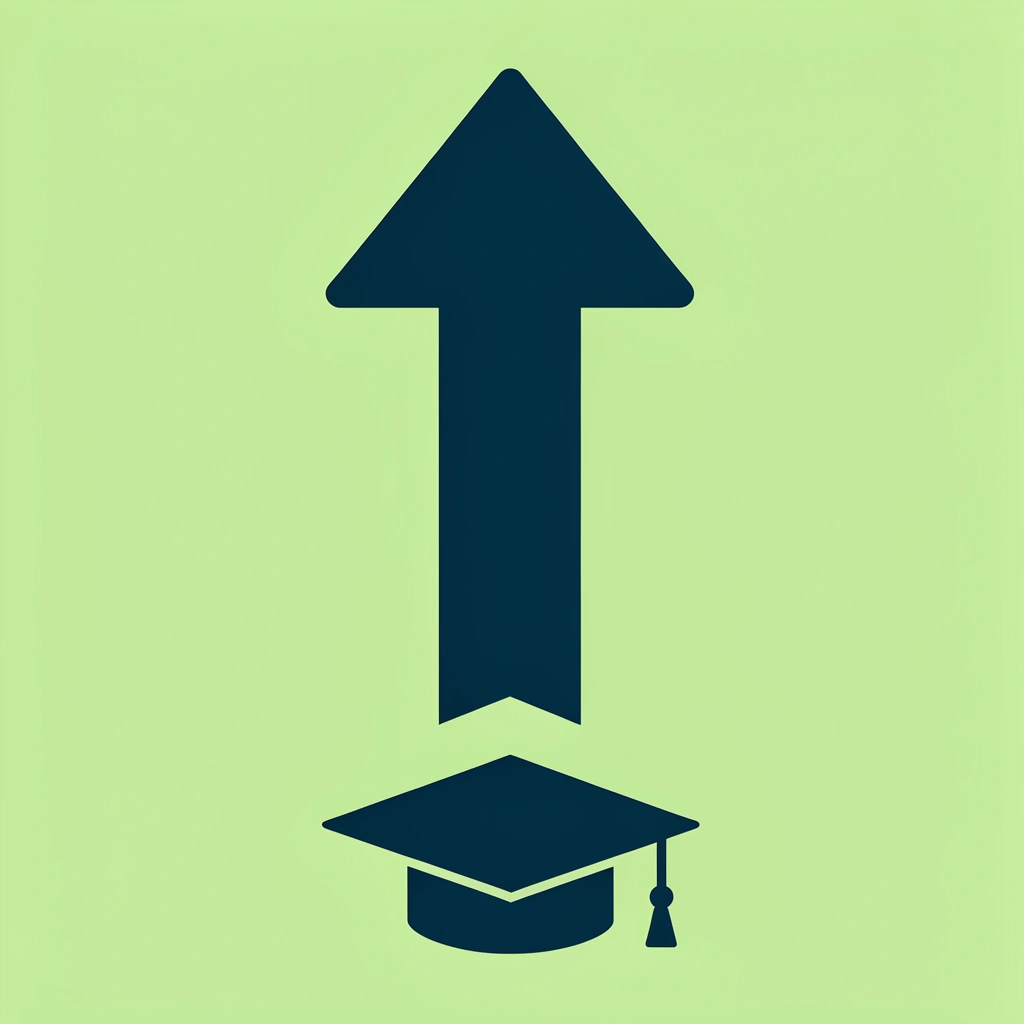 Arrow pointing upward showing gradual improvement in college preparation