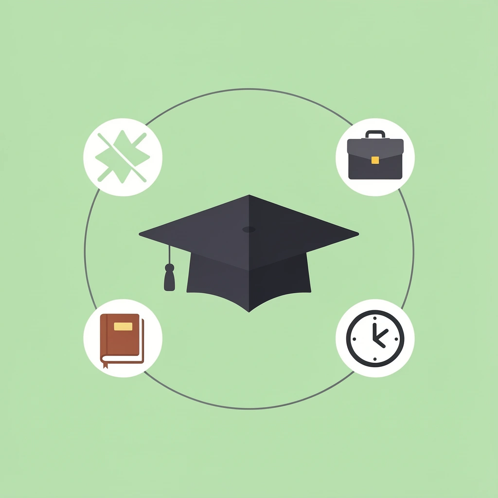 Central business degree icon connected to six career paths: finance, marketing, operations, consulting, sales, and entrepreneurship
