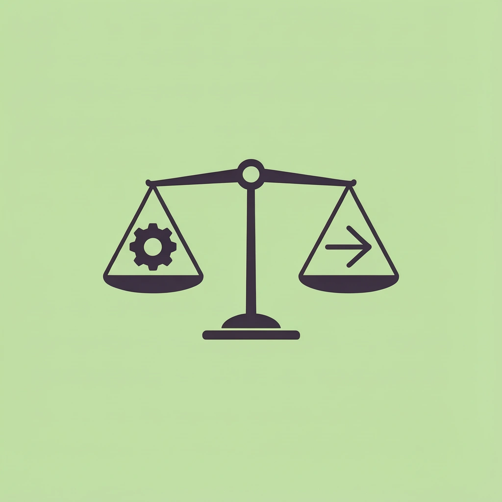 Balance scale showing flexibility on one side and a clear plan on the other, illustrating the trade-off
