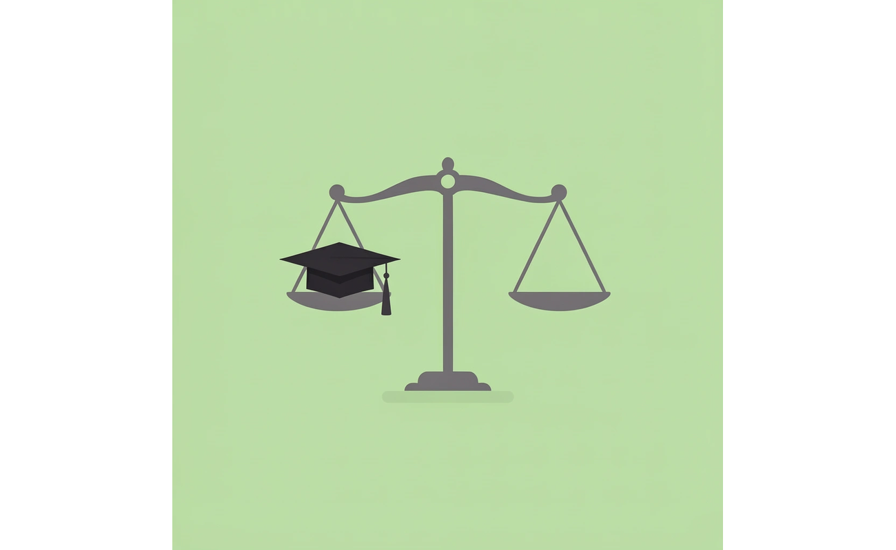 Balance scale comparing GPA on one side with demonstrated fit and experience on the other