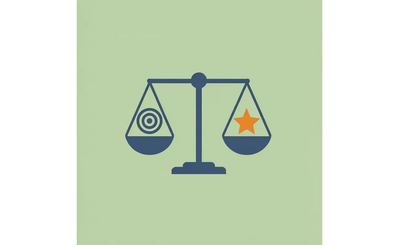 Balance scale showing 5-10 quality applications on one side outweighing 50+ generic applications on the other