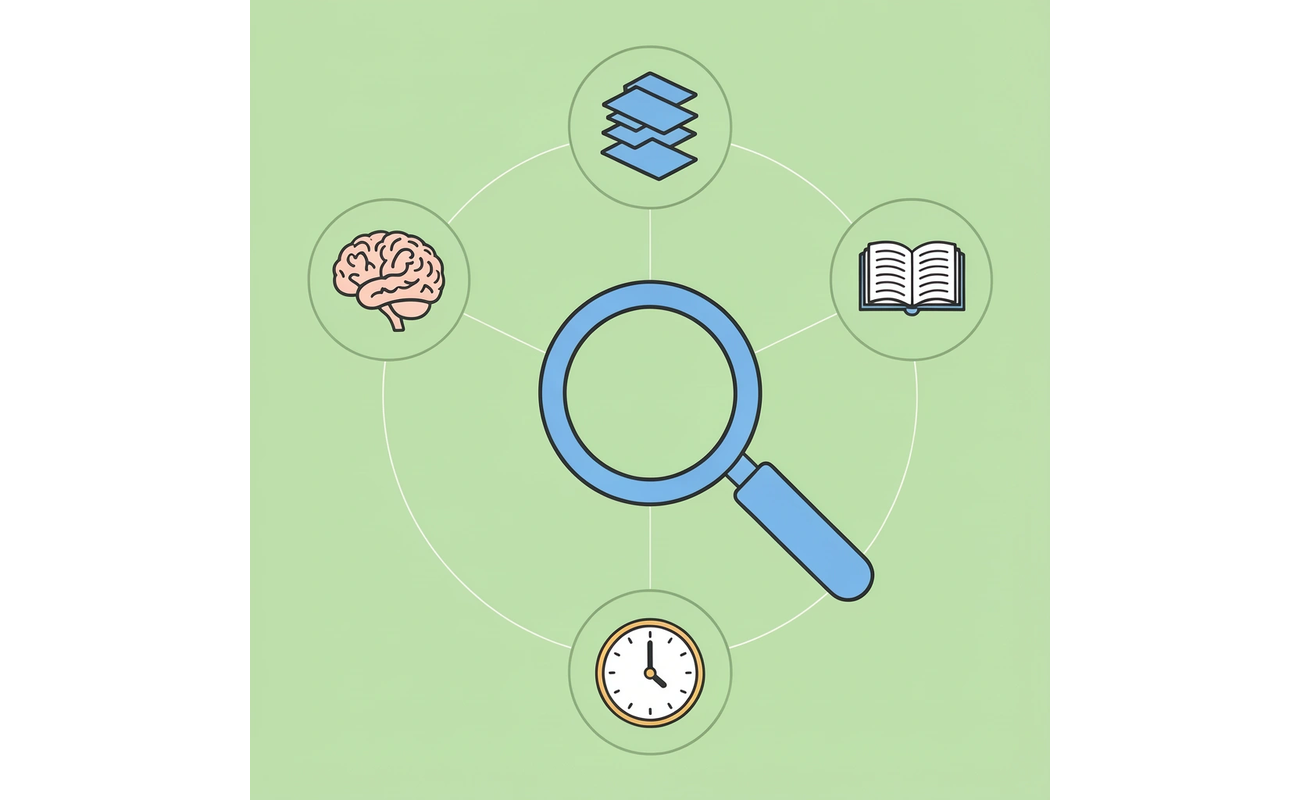 Central AI icon connected to four surrounding elements: engineering, academic profile, extracurriculars, and career interests