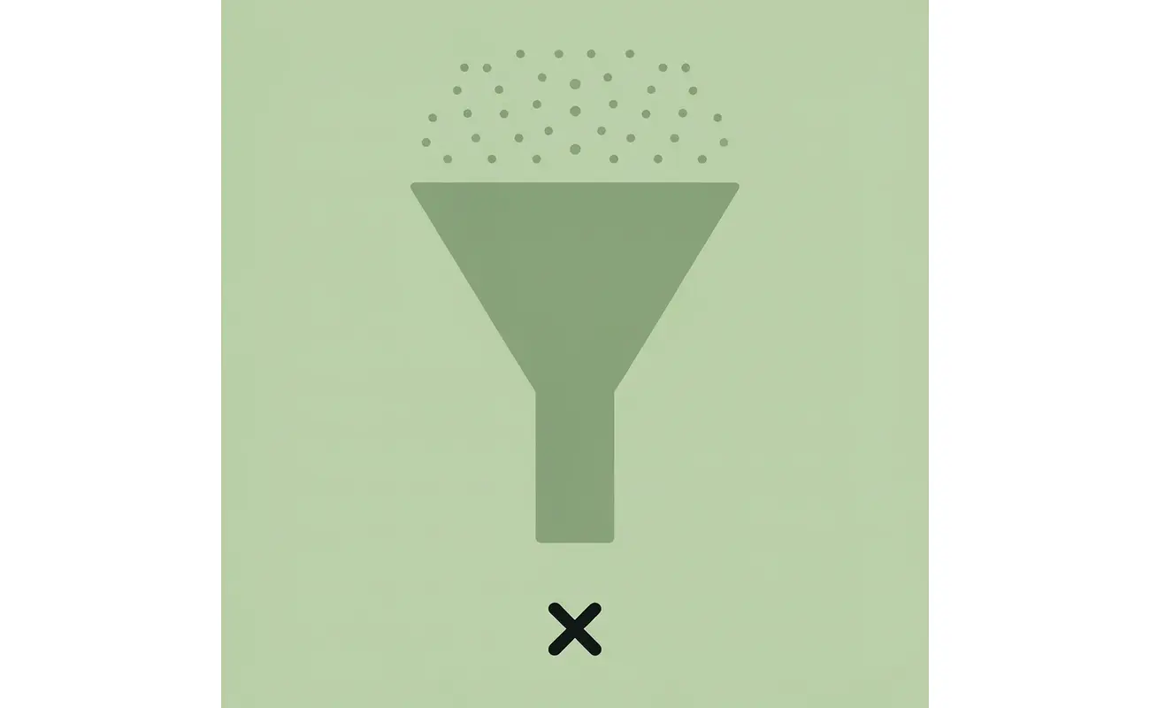 Funnel showing many qualified students entering at the top, but most eliminating themselves, with few actually applying at the bottom