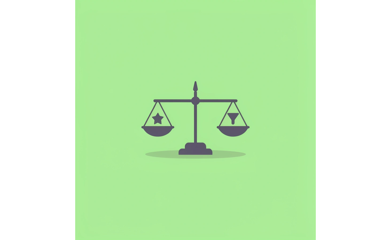 Balance scale comparing 5 strong scholarship applications on one side versus 20 weak applications on the other