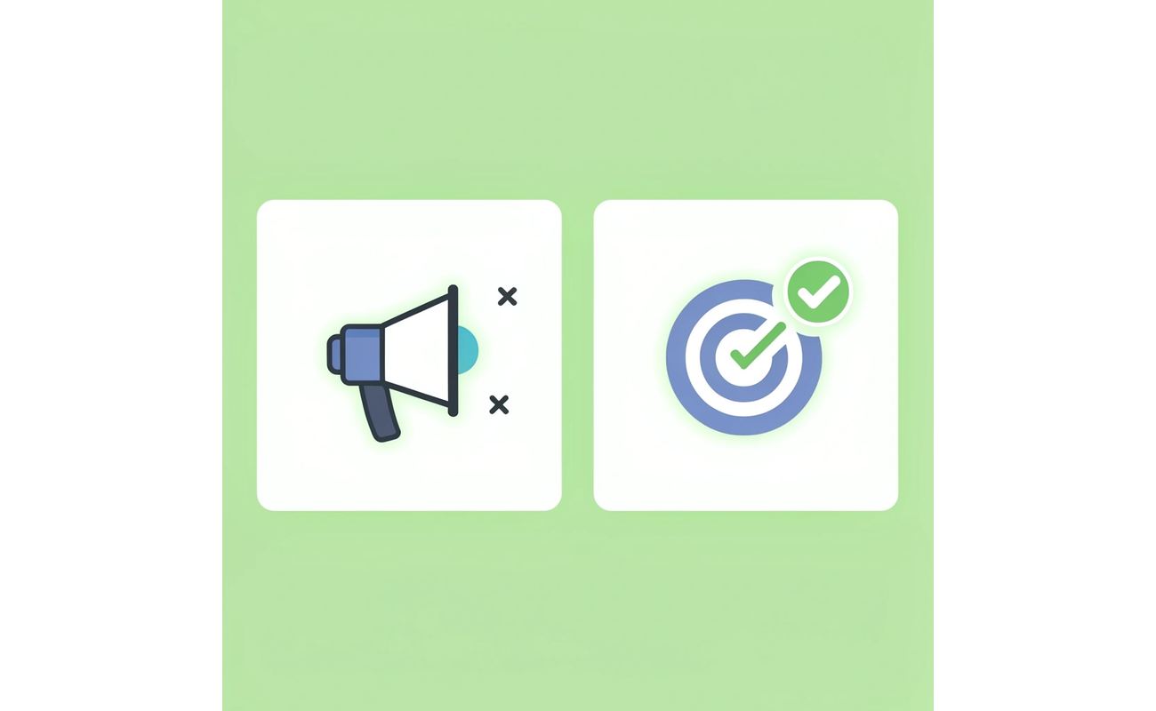 Comparison showing unfocused mass applications on left versus strategic targeted applications on right