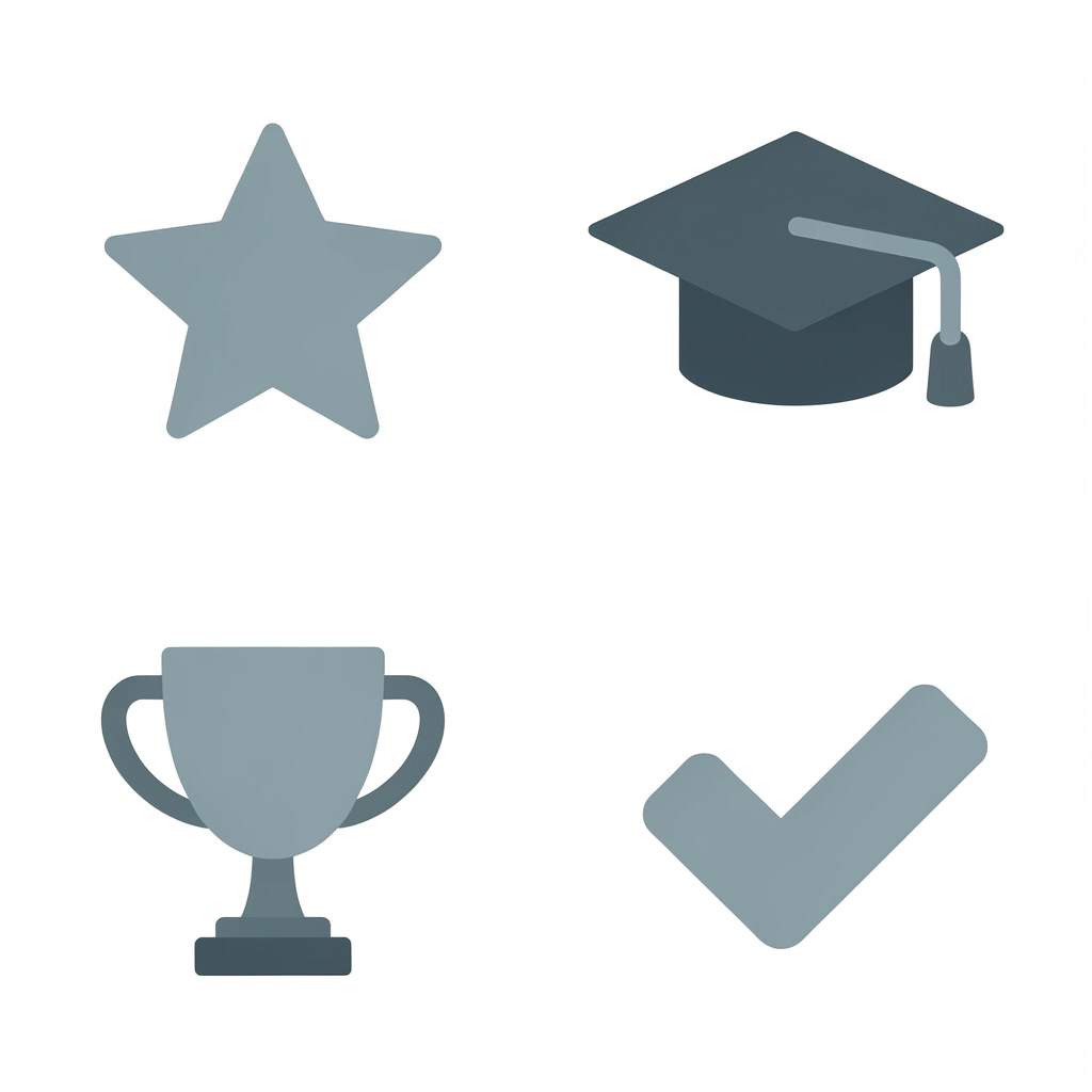 Four-box grid showing the main criteria scholarship committees use to evaluate applications