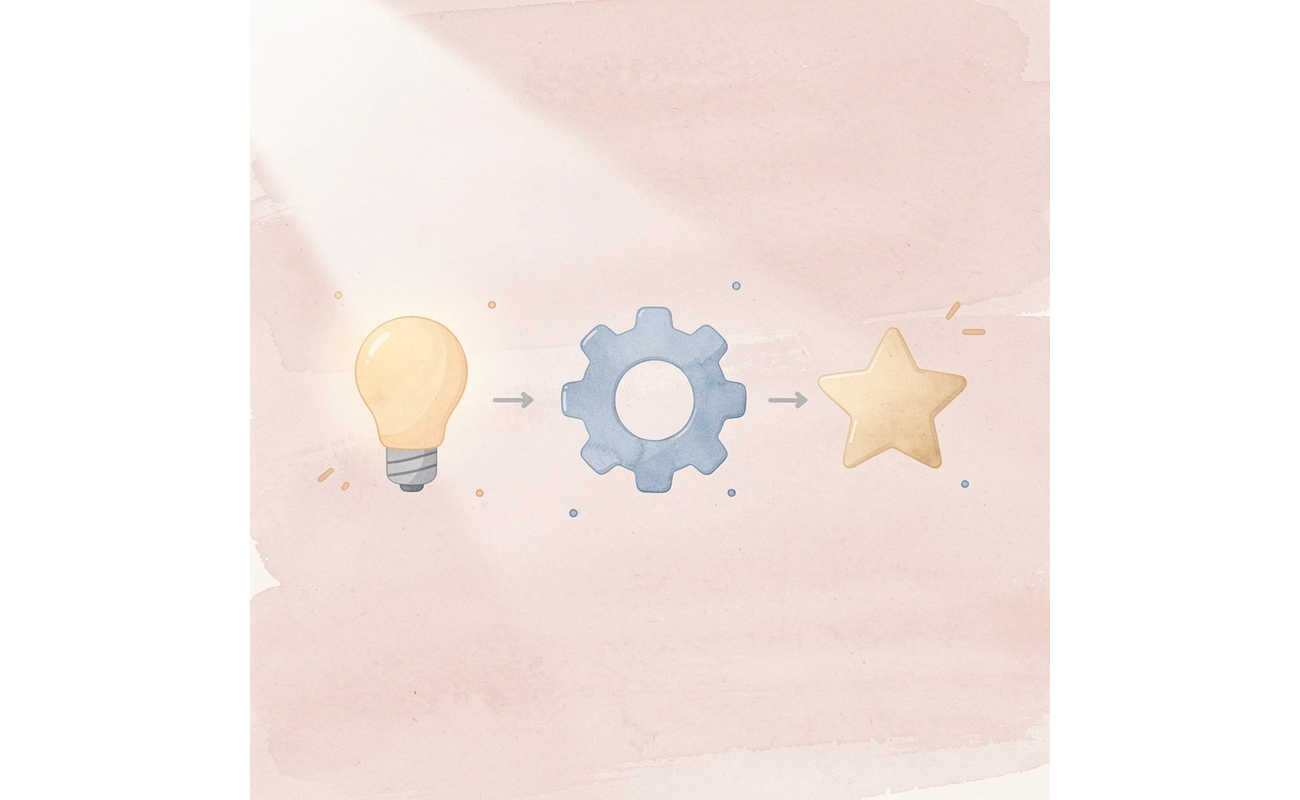 Three icons showing progression from uncertainty to clarity to action