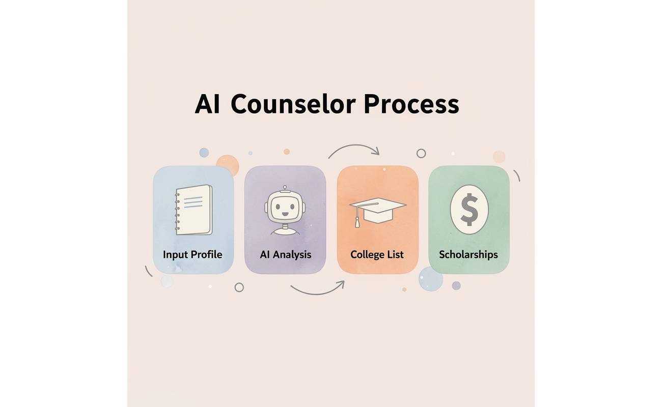 Four-step process showing how an AI counselor works