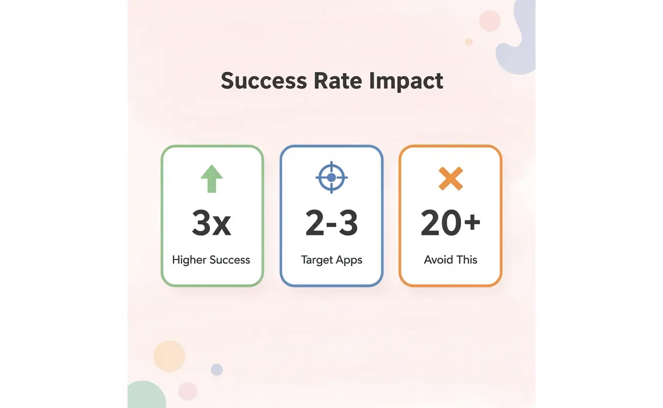 Statistics showing 3x higher success rates with targeted applications