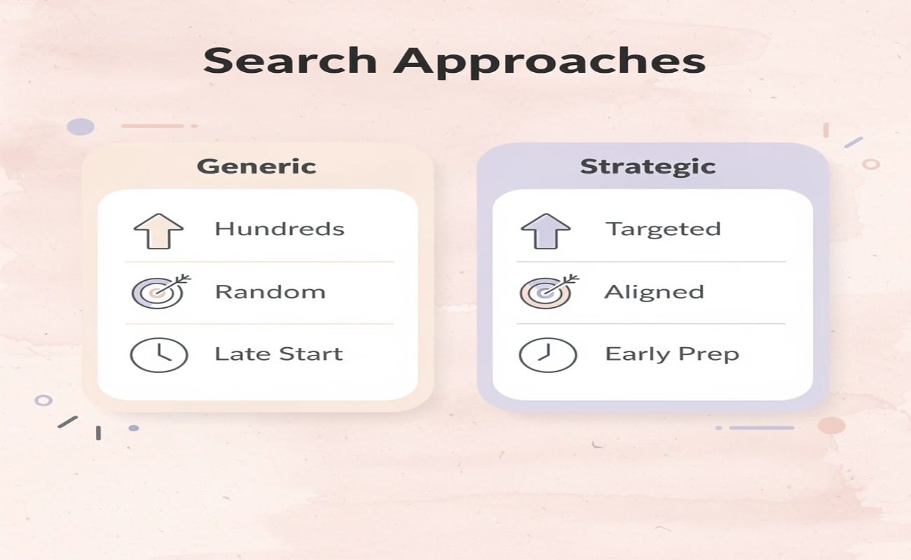 Comparison chart showing generic vs strategic scholarship approaches