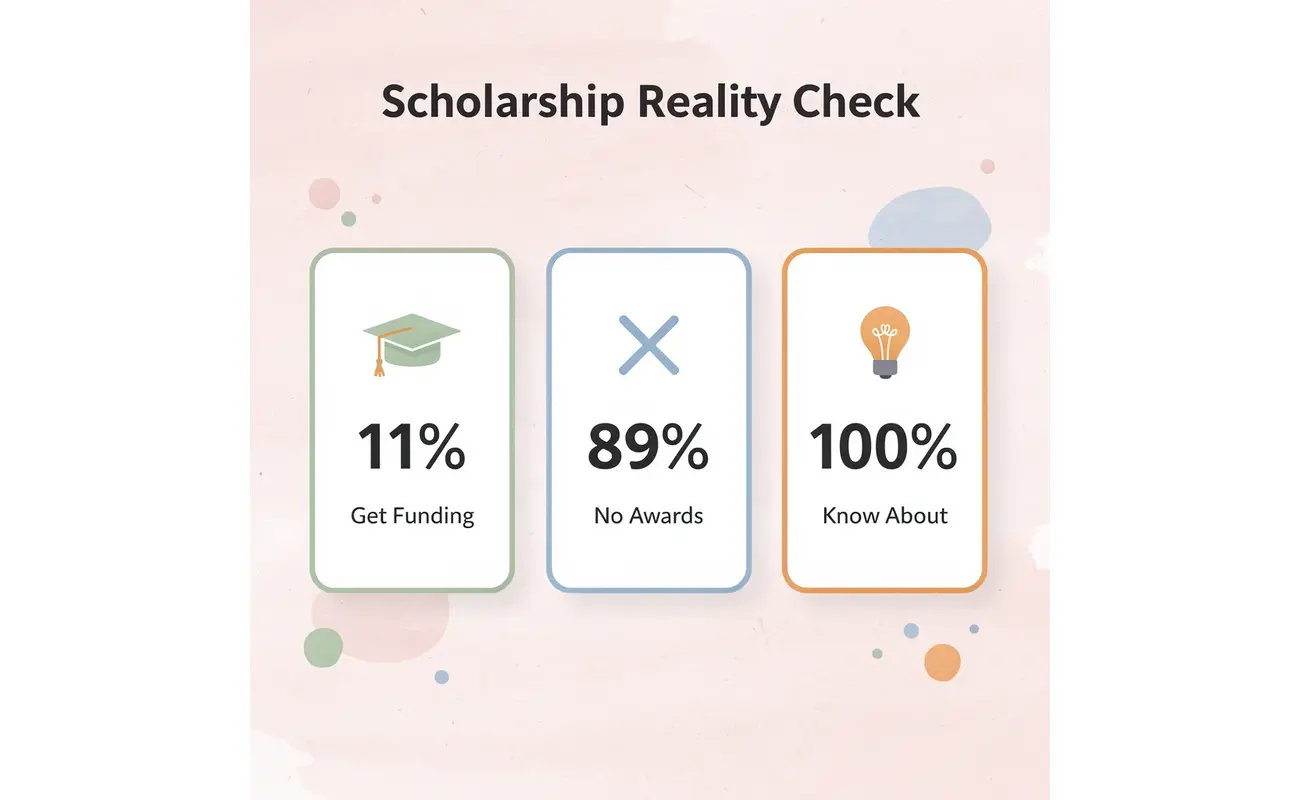Statistics showing scholarship success rates and awareness