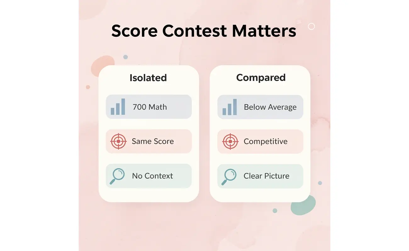 Comparison showing how SAT scores change meaning with context