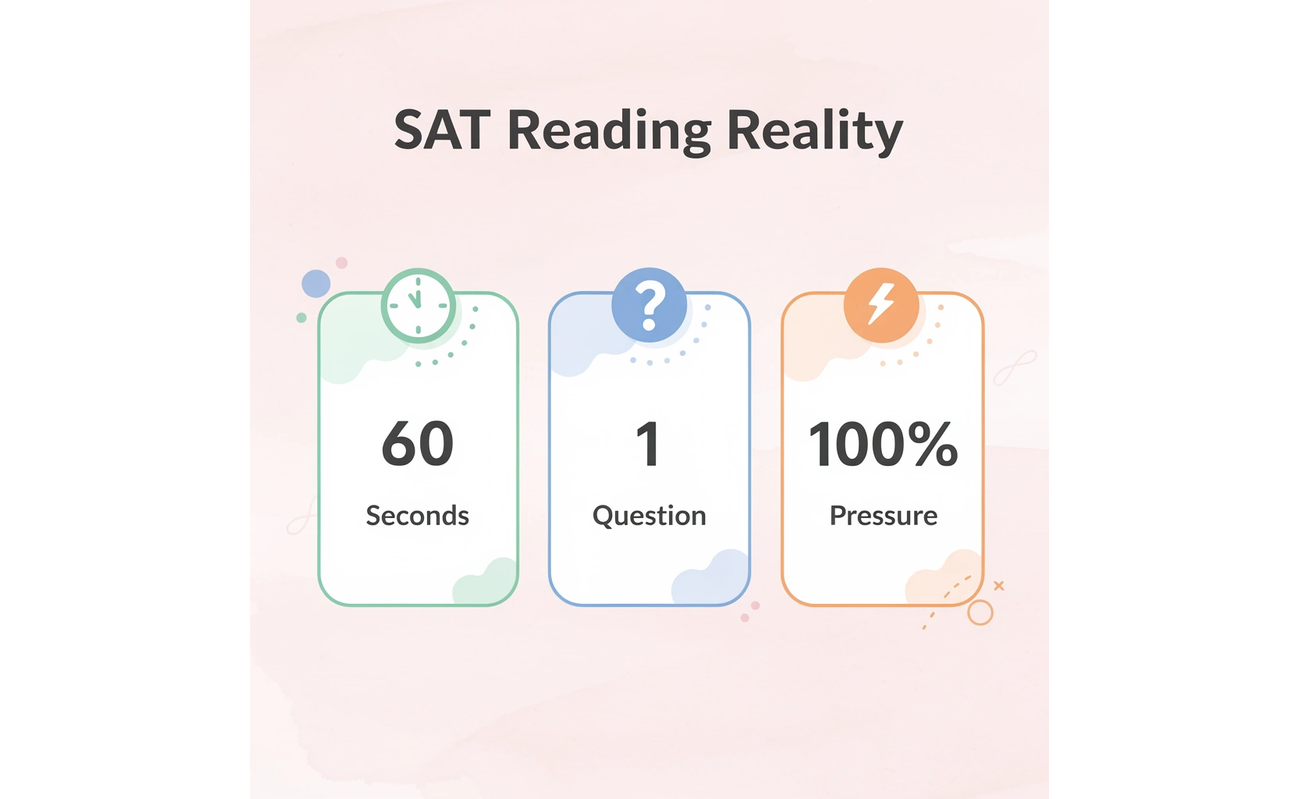 Infographic showing SAT reading time constraints