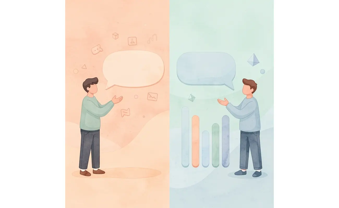 Split scene showing contrast between following popular recommendations versus analyzing individual needs