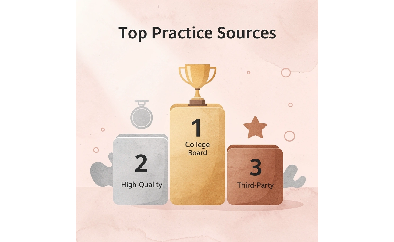 Podium ranking showing top practice test sources