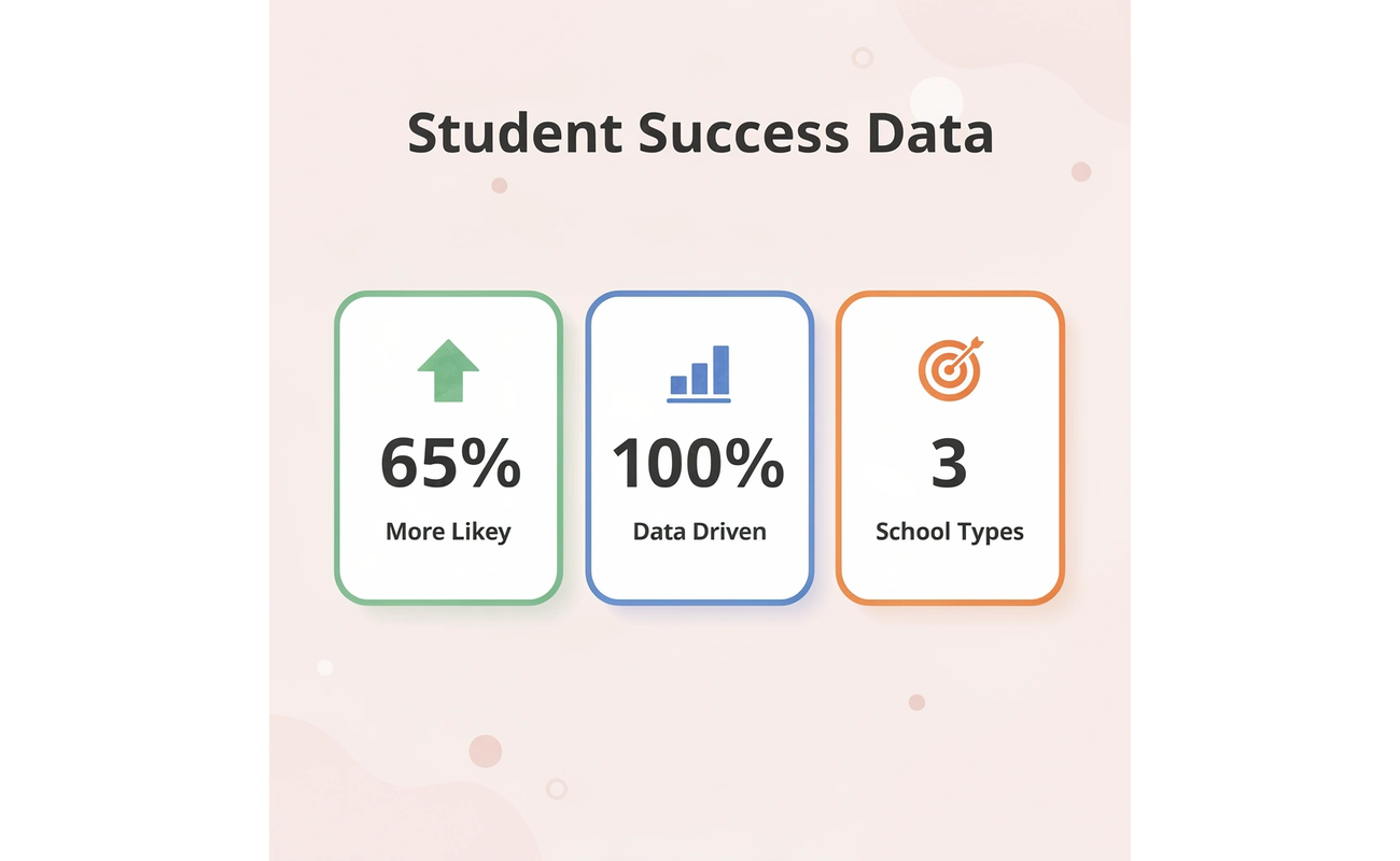Statistics showing student success with strategic approach