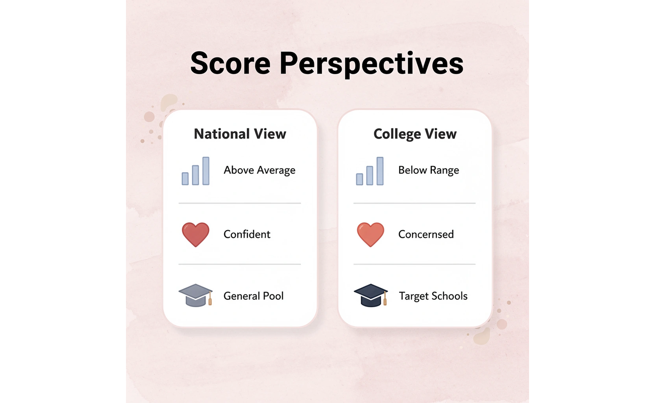 Comparison of national vs college-specific score perspectives