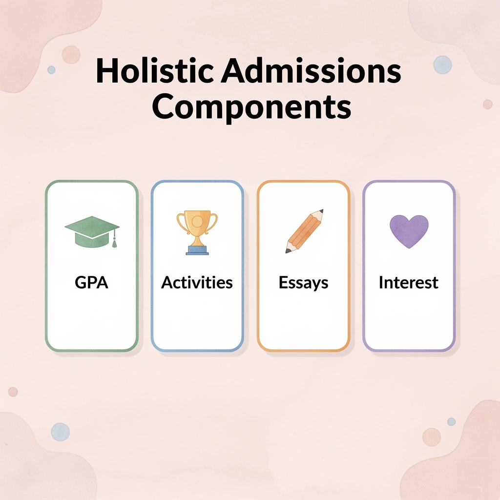 Infographic showing four components of the holistic admissions process