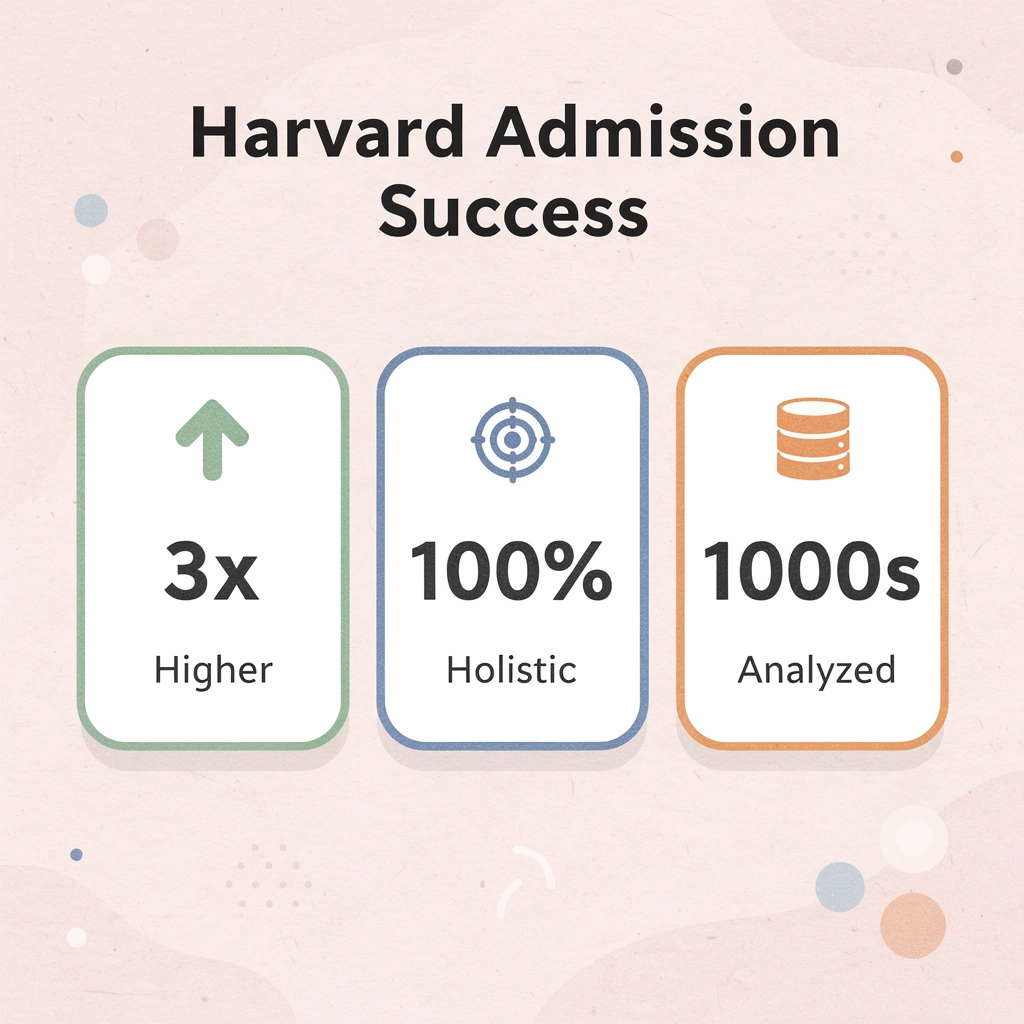 Statistics showing Harvard admission success metrics